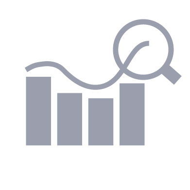 Graph and magnifying glass